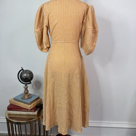 NWT Rhode Ginny Tie Front Gingham Midi Dress US 8 Retro Smocked Flattering - Picture 9 of 15